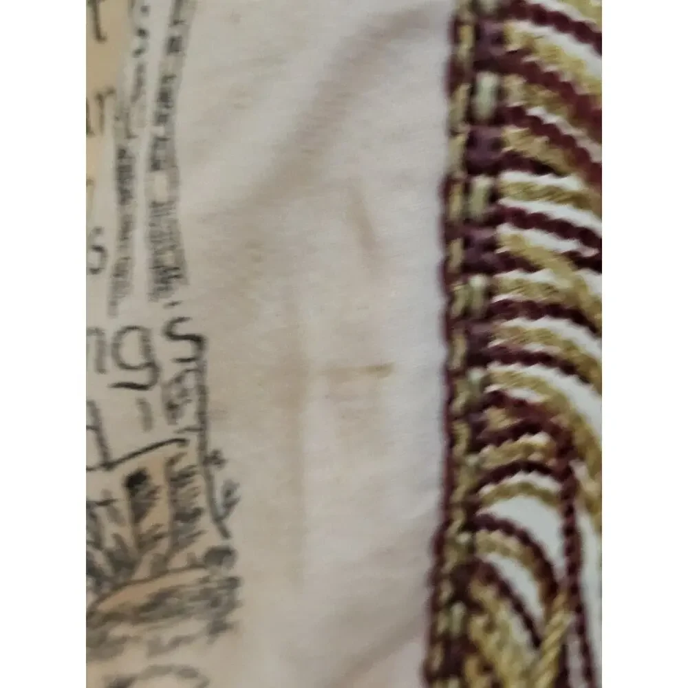 Vtg Oregon Souvenir Pillow Cover Case Fringe Estacada Rose Cream Satin Sham READ